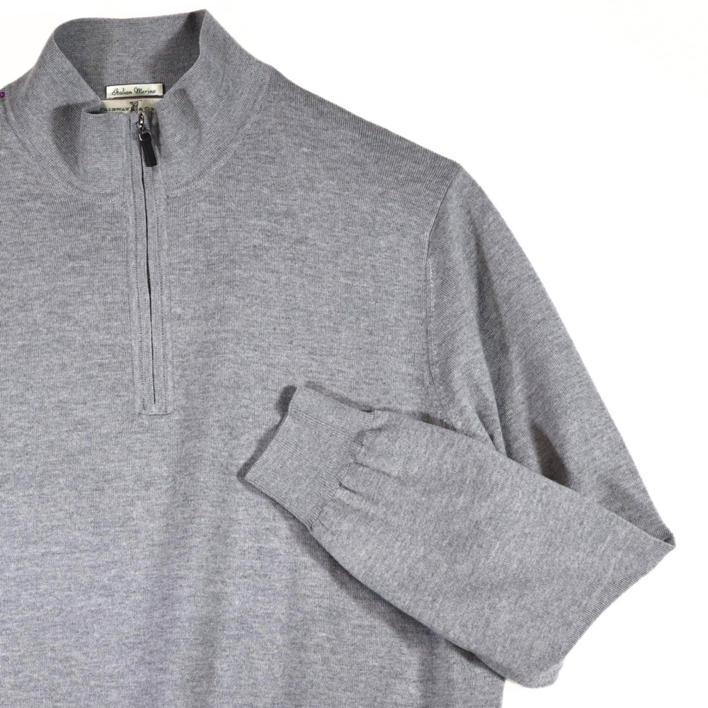 Fairway & Greene Quarter Zip Sweater Mens XL Grey Lined Merino‎ Wool Golf Lexus